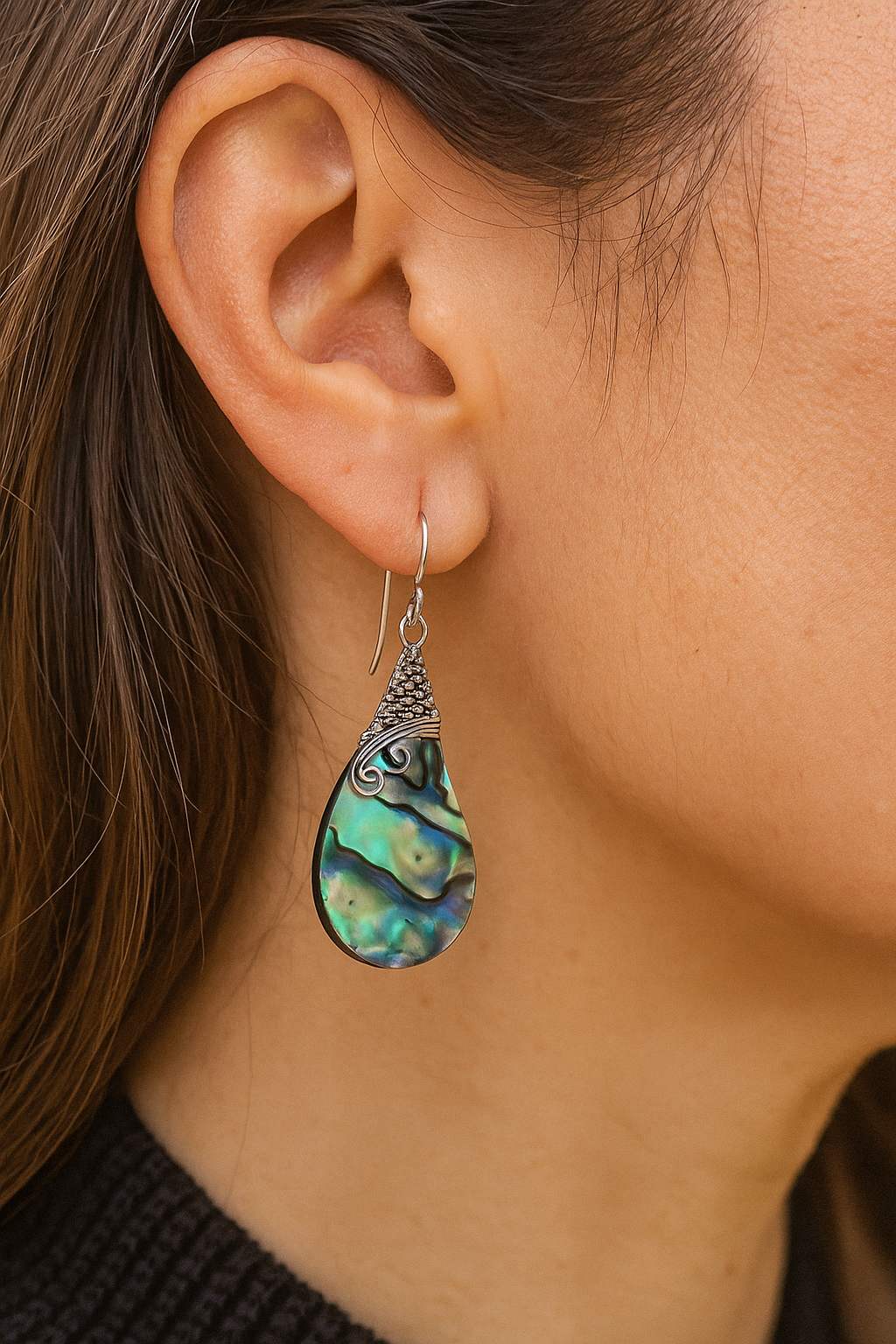 Brincos de Abalone em Prata 925 | Energia das Águas e Proteção Espiritual