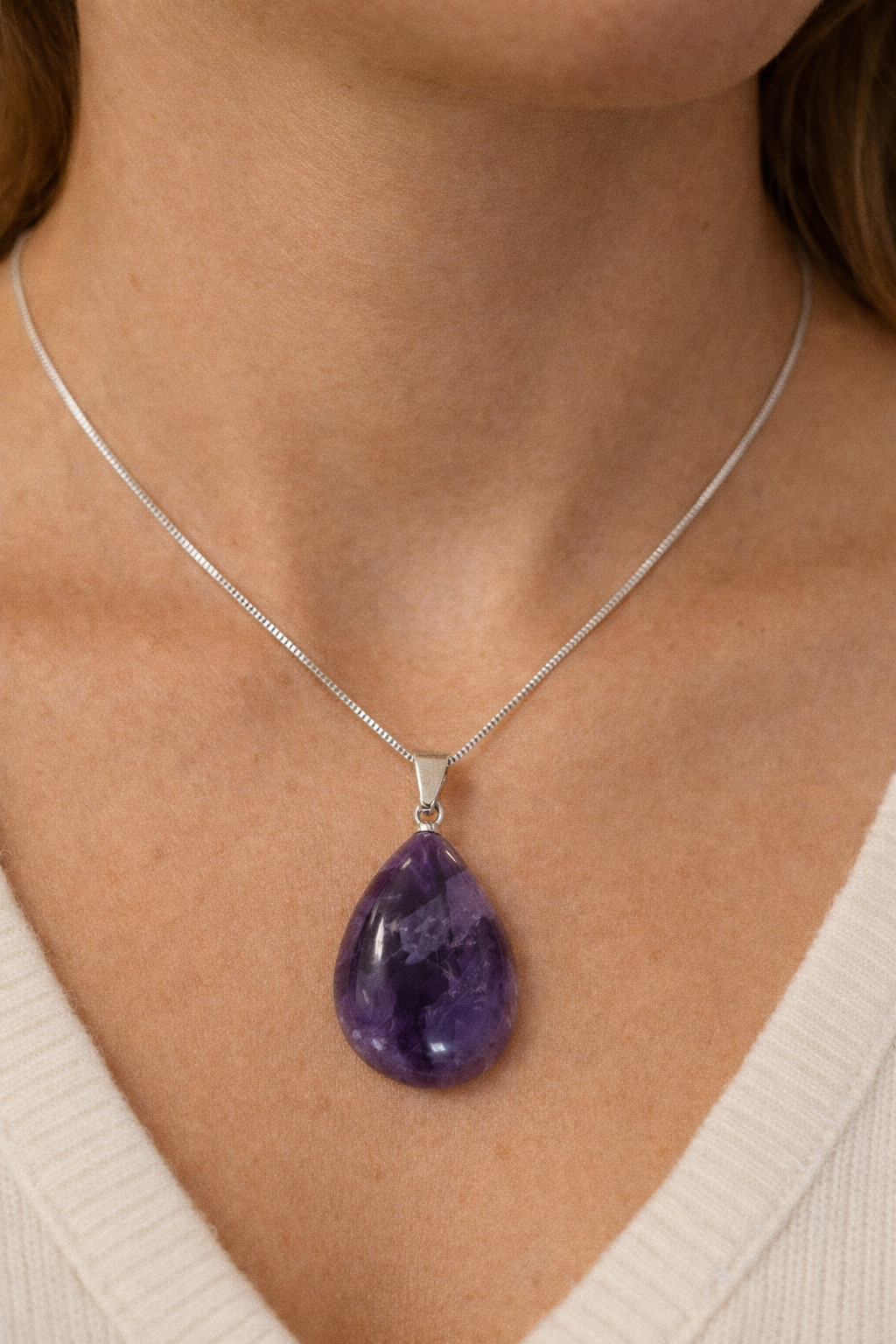 Pingente Chapa de Cacoxenita ou Ametista Chevron | Pedra da Intuição e Transmutação