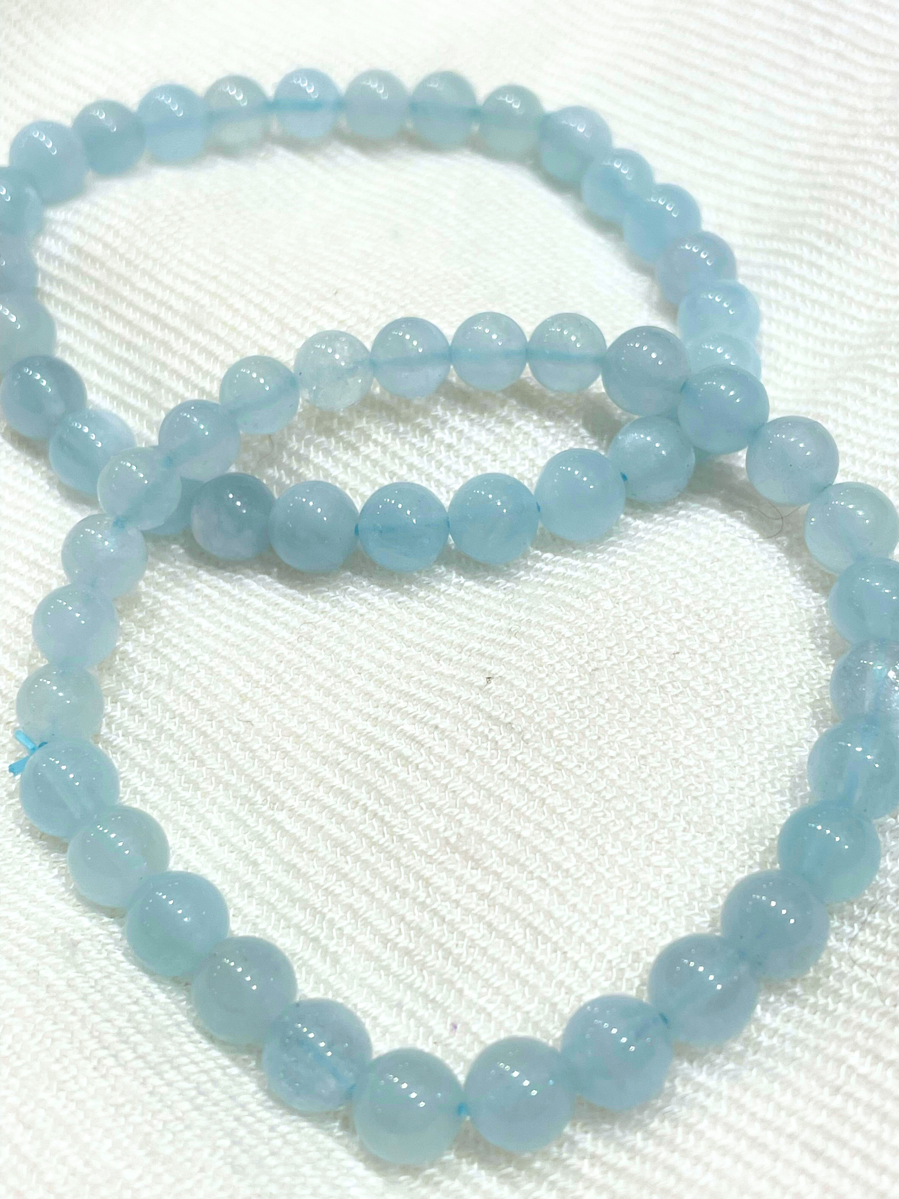 Pulseira de Água Marinha 6mm | Ansiedade, Calma e Afeto - Qualidade extra