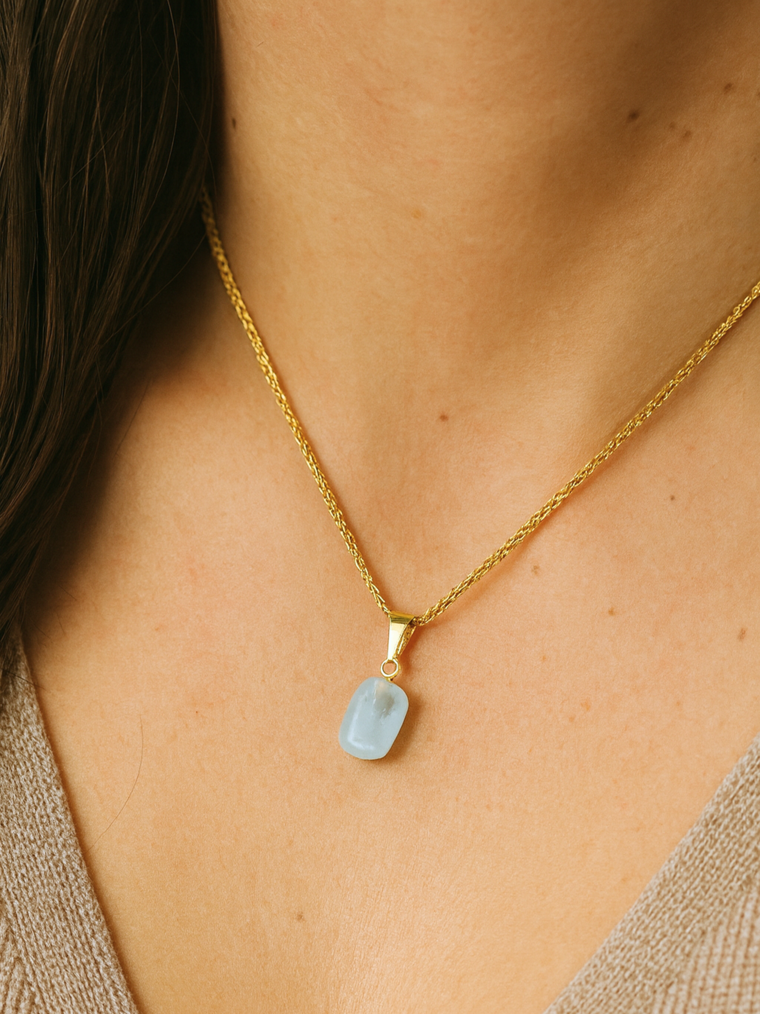 Pingente de Água Marinha | Ansiedade, Calma e Afeto - Qualidade extra