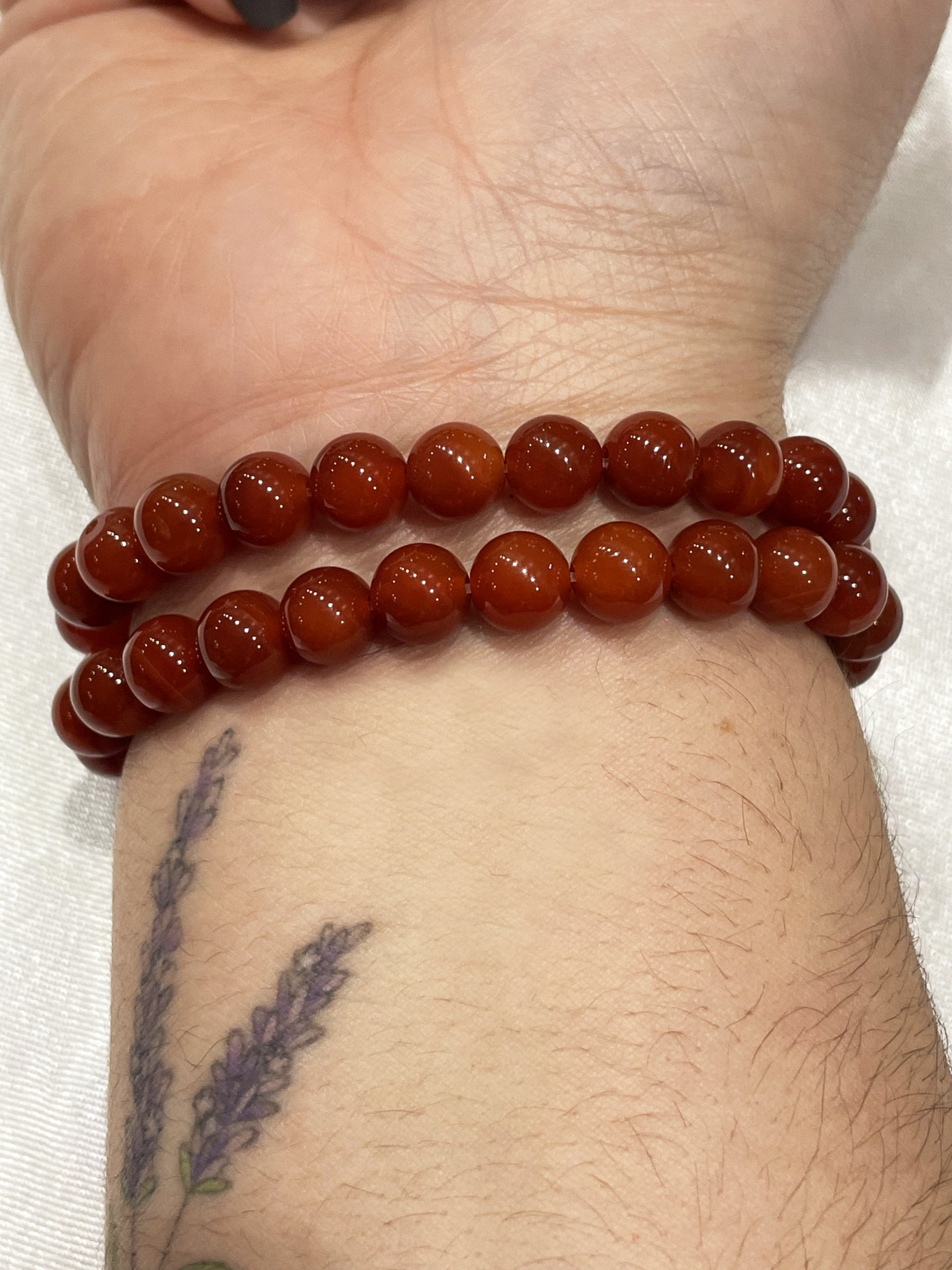 Pulseira de Ágata Fogo 8 mm – Vitalidade, Proteção e Estabilidade Emocional